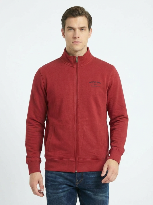 Cotton Belt Man Zip Jacket Red