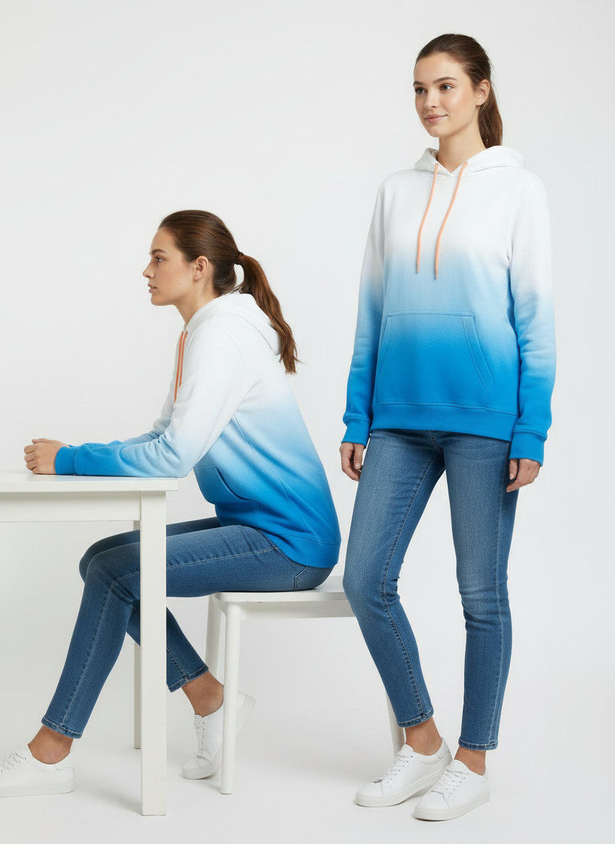 Cavana Unisex Hoodie Tie Dye (White and Blue)