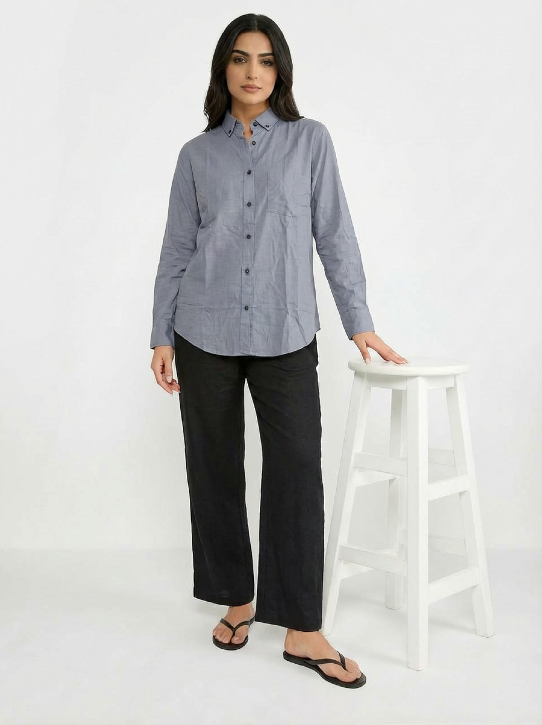 C&A Ladies Shirt Grey Blue
