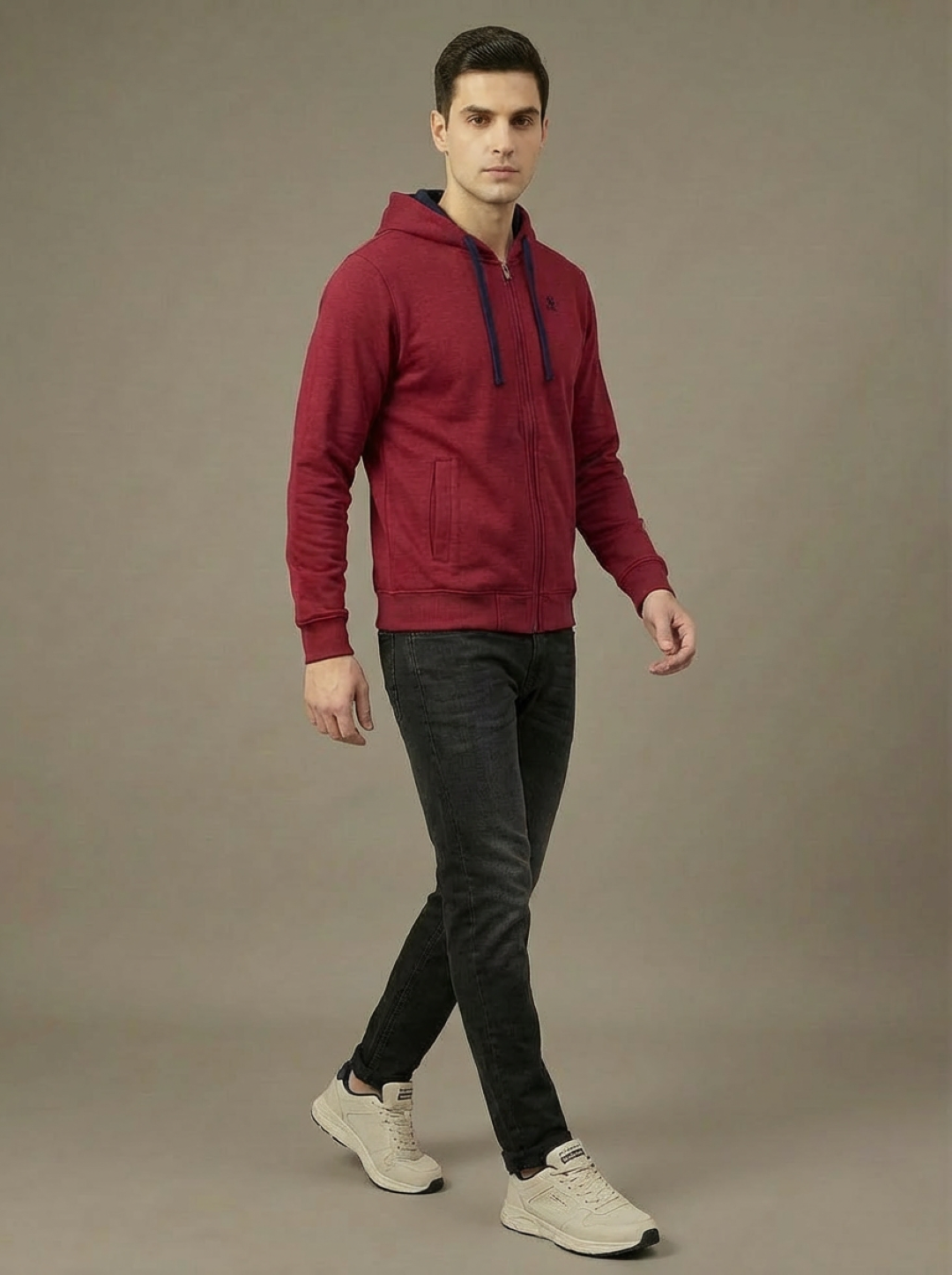 US Grand Polo Zip Man Hoodie Red