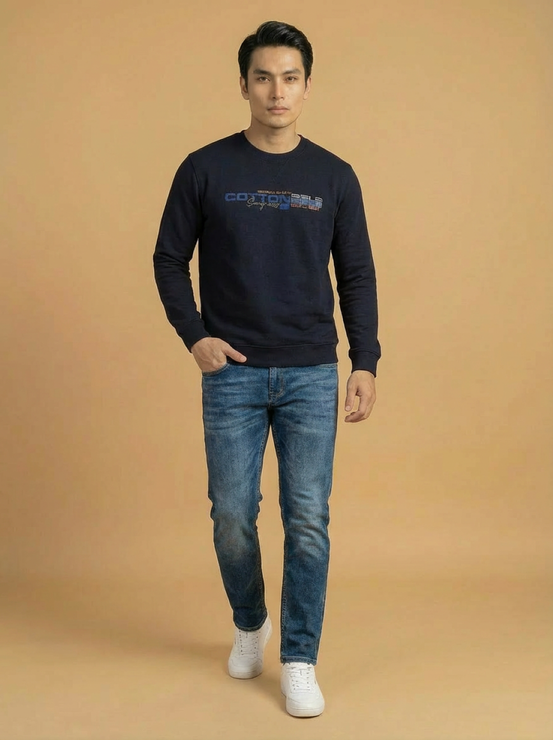 Cotton Belt Man Sweatshirt Navy