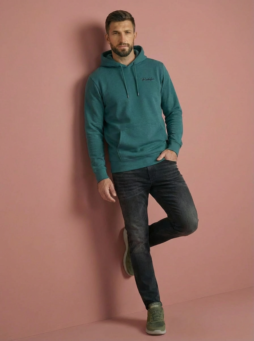 River Island Man Hoodie Sea Green