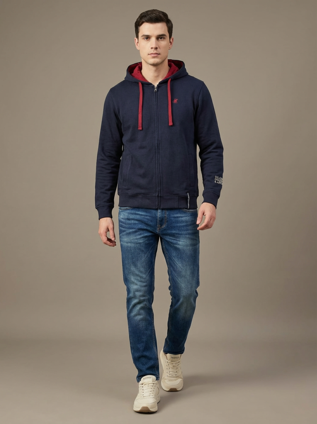 US Grand Polo Zip Man Hoodie Navy