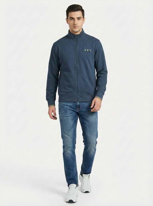 Cotton Belt Man Zip Jacket Navy