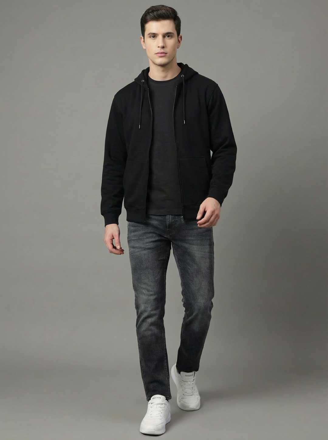 ATC Man Zip Hoodie Black