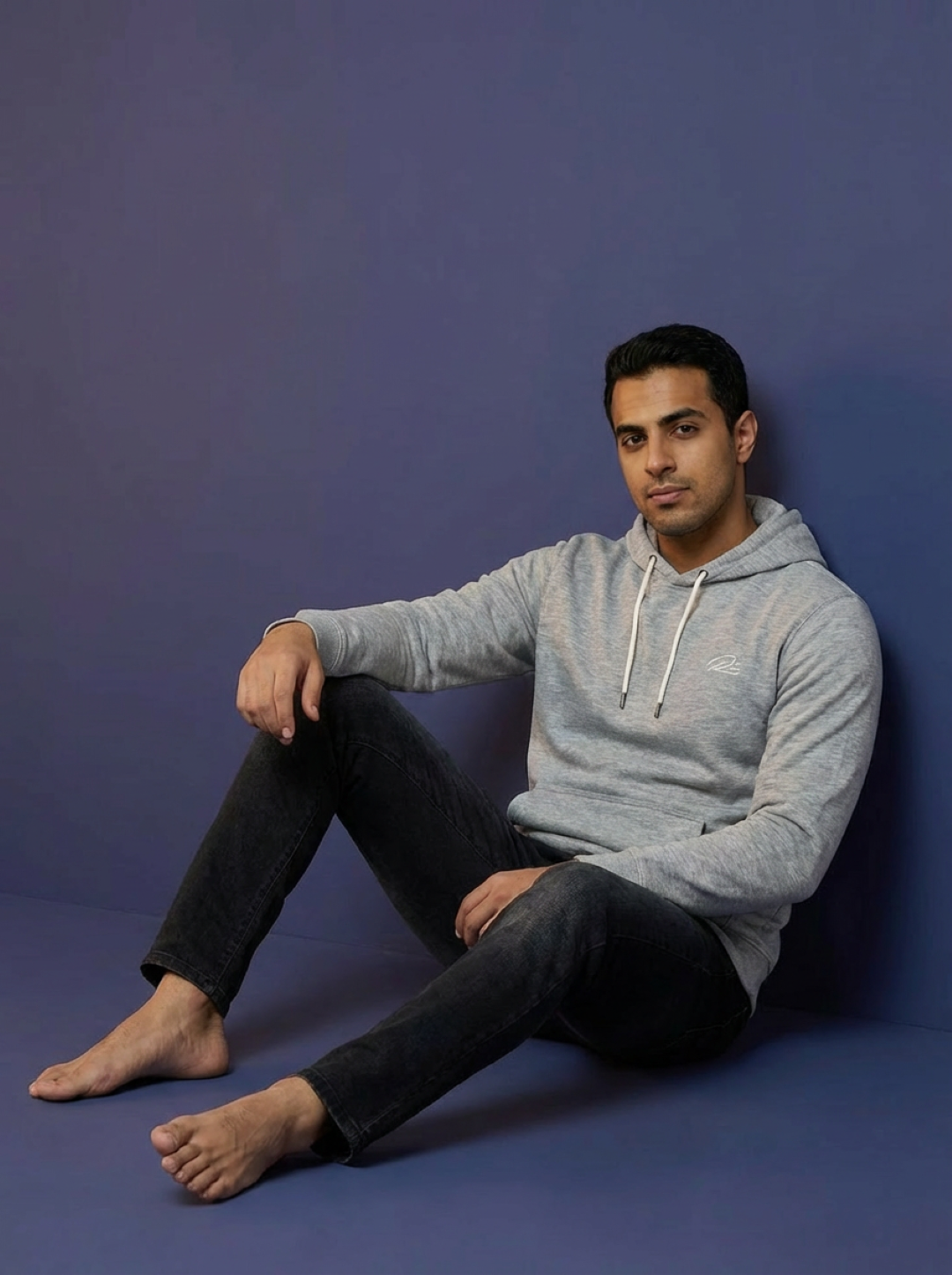 River Island Man Hoodie Heater Grey