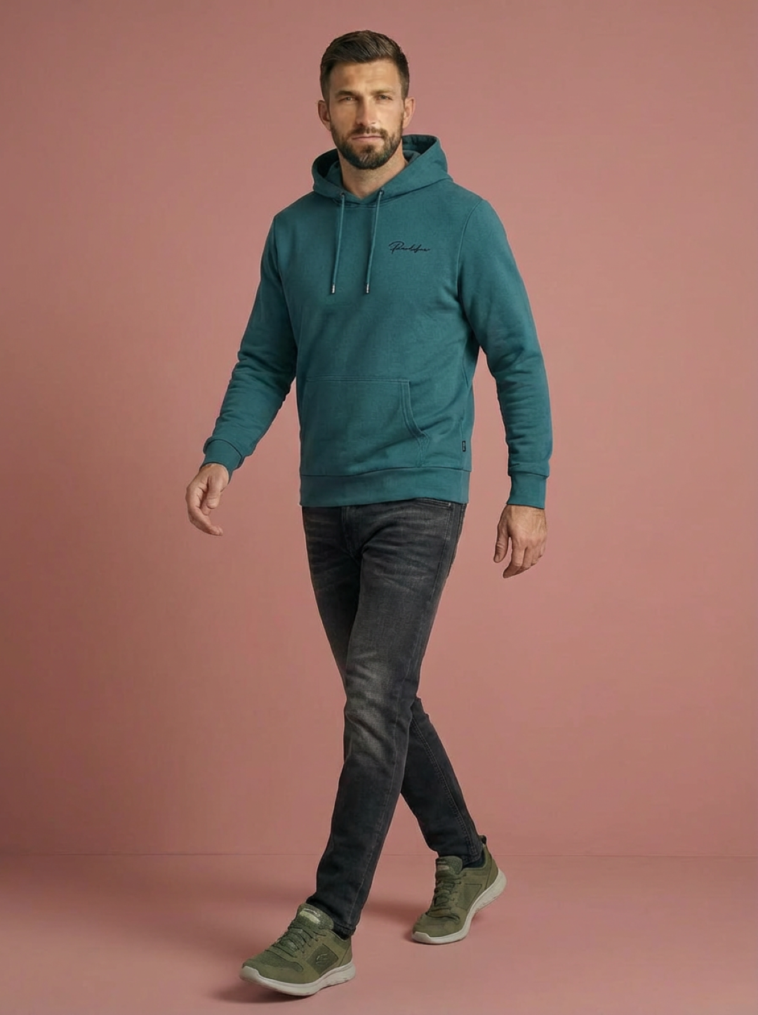 River Island Man Hoodie Sea Green