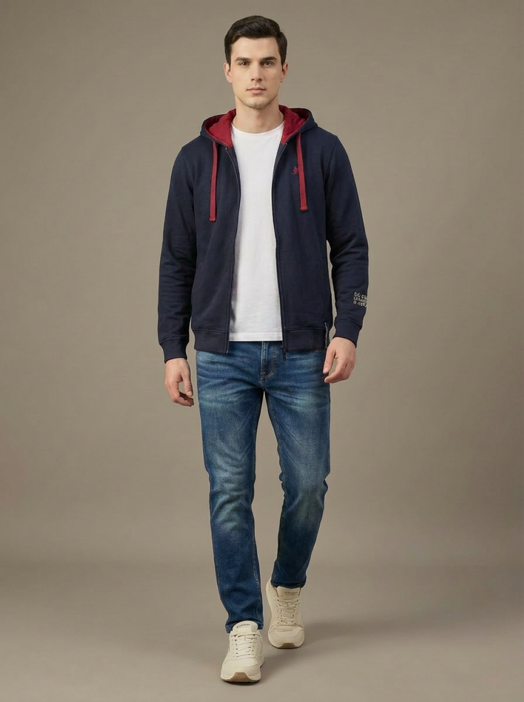 US Grand Polo Zip Man Hoodie Navy