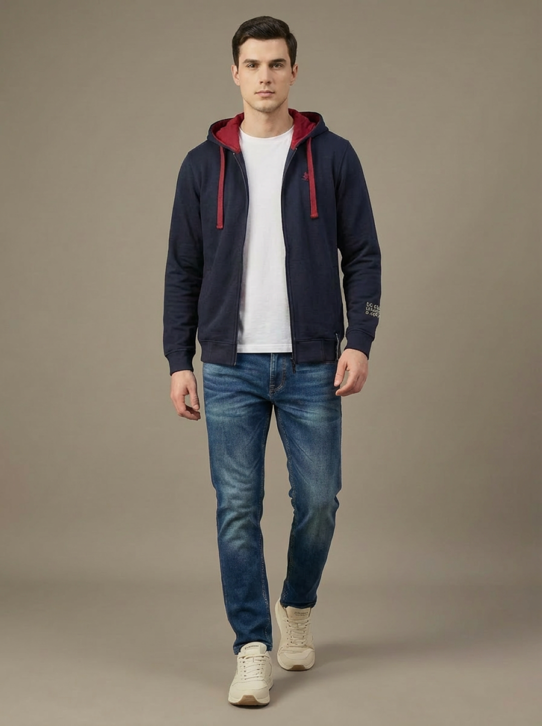 US Grand Polo Zip Man Hoodie Navy