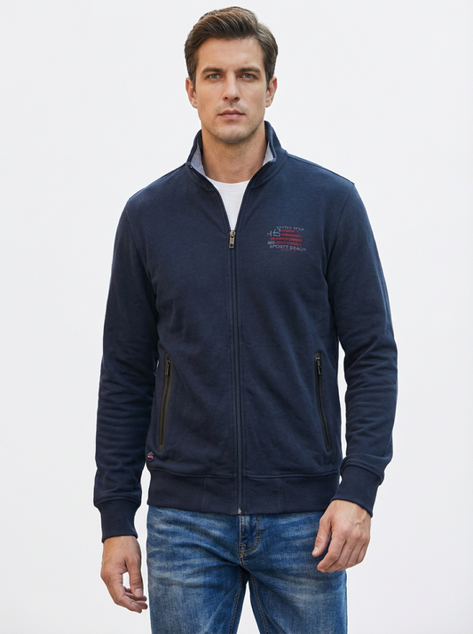 Cotton Belt Man Zip Jacket Navy