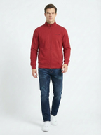 Cotton Belt Man Zip Jacket Red