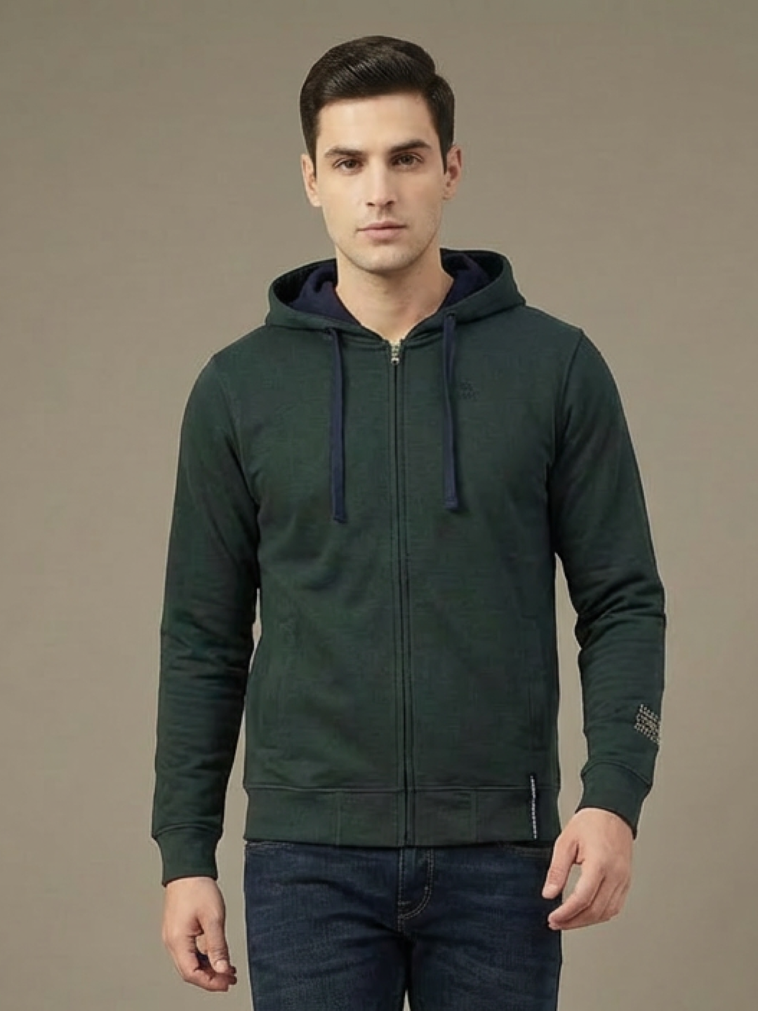 US Grand Polo Zip Man Hoodie Forest Green