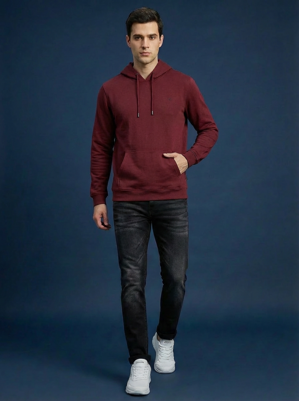 Van Heusen Man Hoodie Maroon