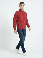 Cotton Belt Man Zip Jacket Red