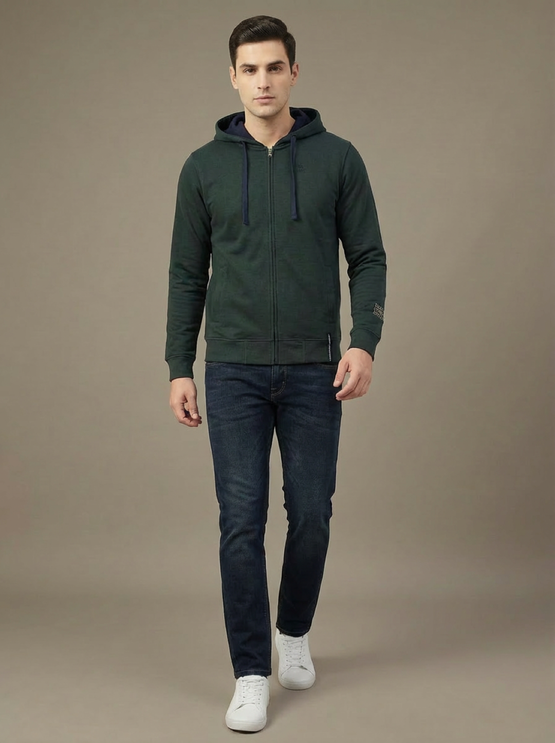 US Grand Polo Zip Man Hoodie Forest Green