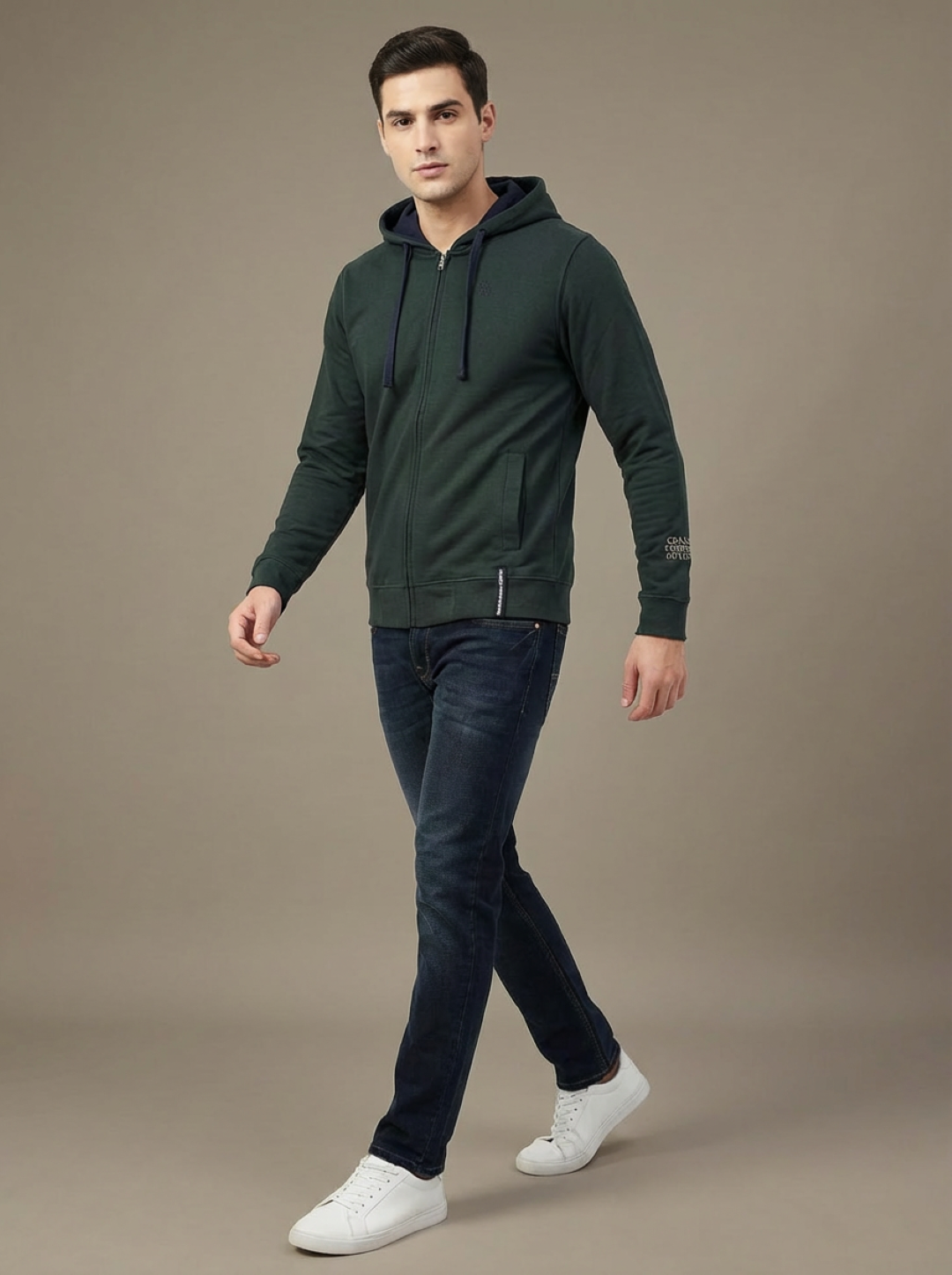 US Grand Polo Zip Man Hoodie Forest Green