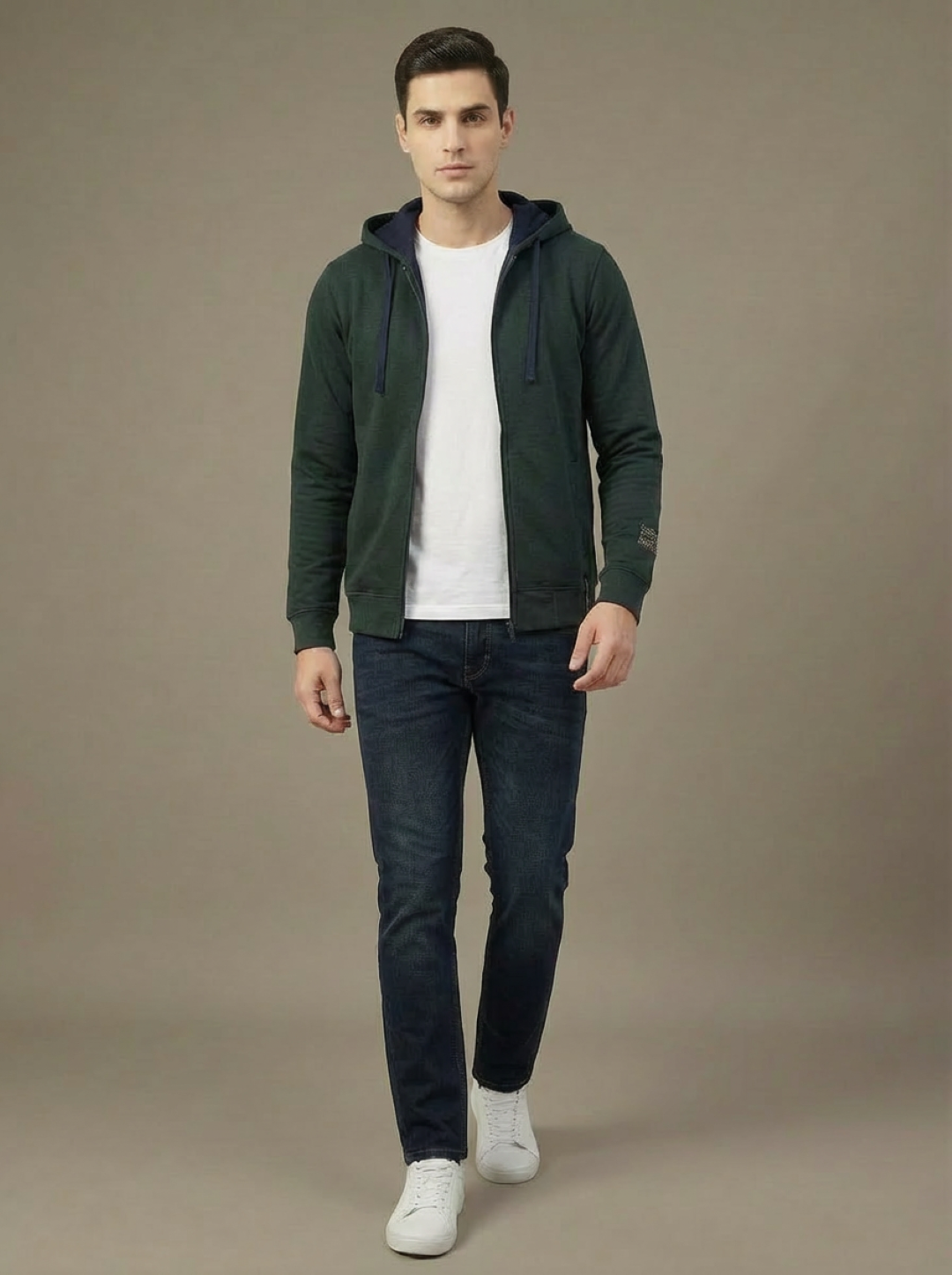 US Grand Polo Zip Man Hoodie Forest Green